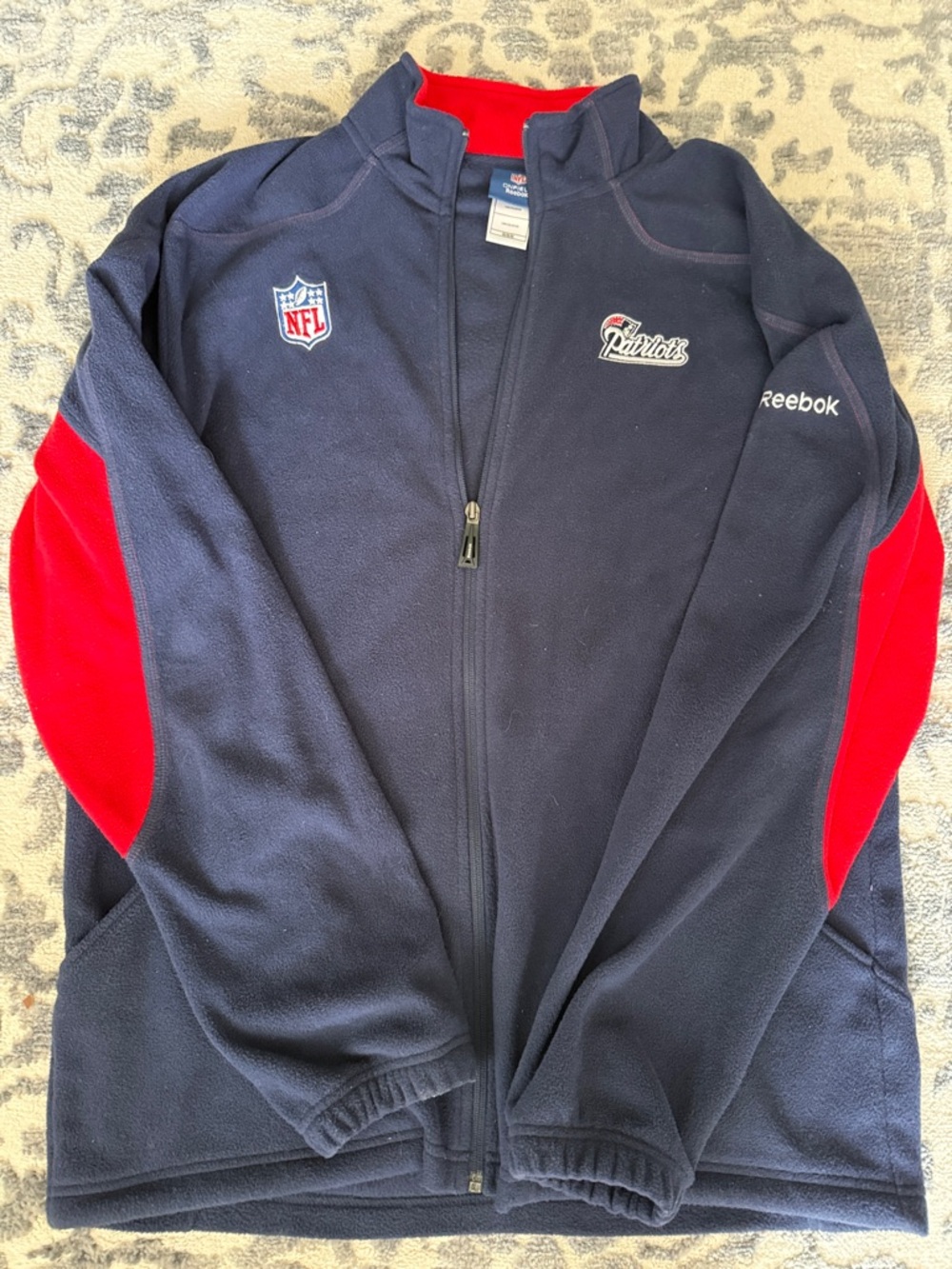Reebok Navy & Red Patriots Full-Zip Fleece Jacket